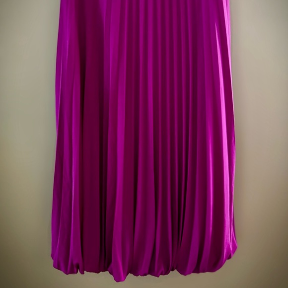 ⭐️ CACHE PURPLE PINK SLEEVELESS EMPIRE WAIST BUBBLE HEM COCKTAIL PARTY DRESS - Picture 4 of 9